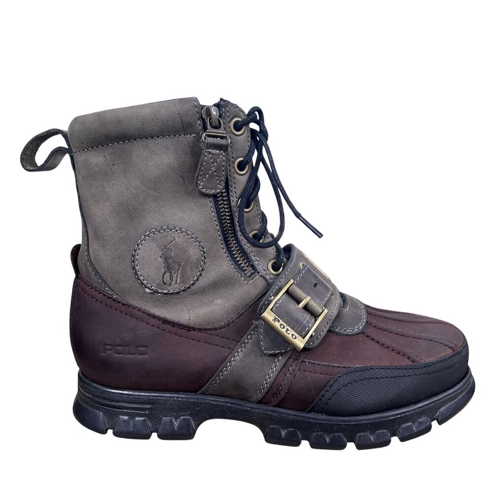 Polo Ralph Lauren Ranger Brown Leather Combat Boot Size 7.5 D